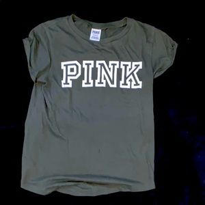Dark Green, PINK Victoria's Secret T-shirt